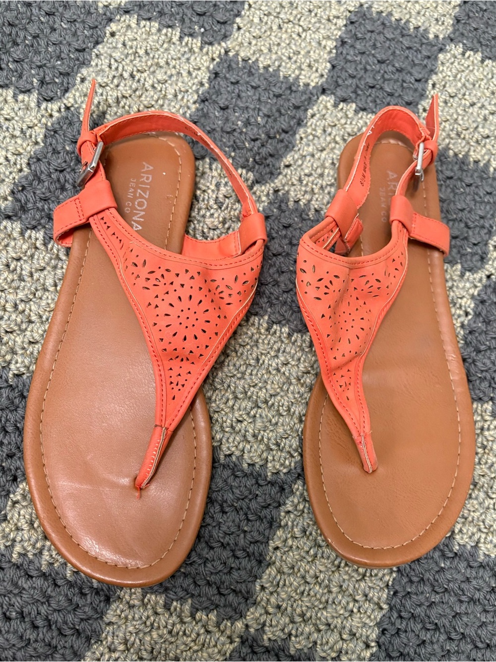 Arizona Jean Company Coral Laser-Cut T-Strap Sandals